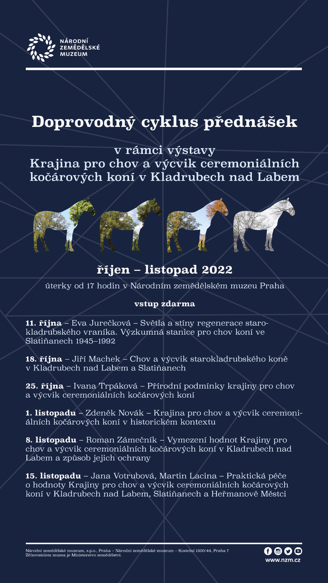 cyklus přednášek Krajina pro chov a výcvik ceremoniálních kočárových koní v Kladrubech nad Labem